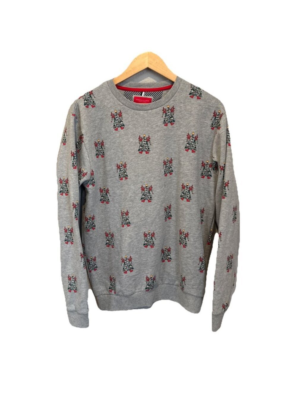 Denim & Flower Ugly Sweater Sweatshirt Large Crewneck Christmas Tree